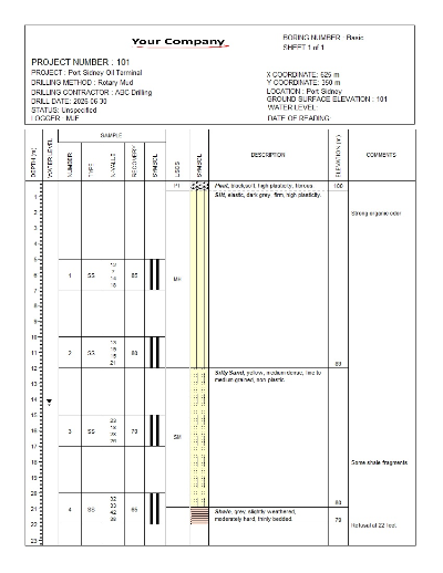 WinLoG Geotechnical Basic example boring log