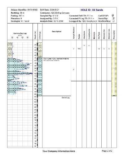 Oil sands log sheet 2 preview