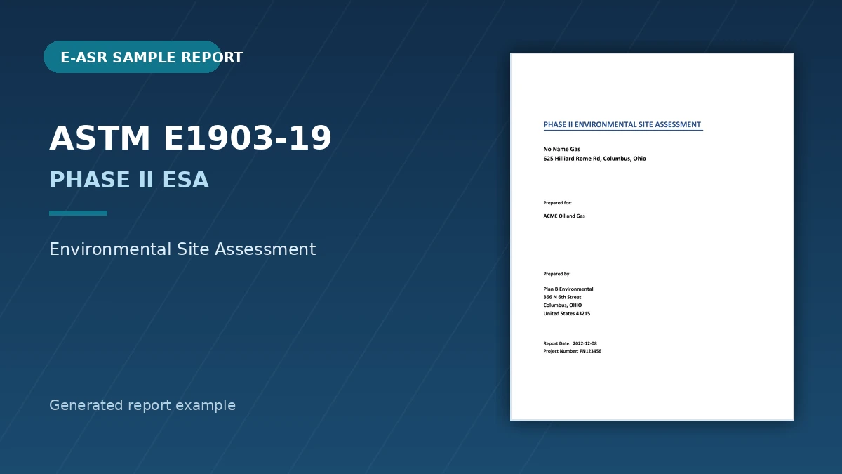 Preview of ASTM E1903-19 Phase II Environmental Site Assessment