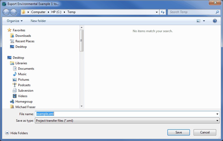 Chapter 4 Projects > Exporting Data > Exporting a Project to XML