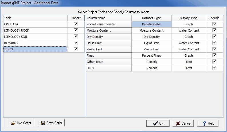 Chapter 4 Projects > Importing Data > Importing a gINT Project
