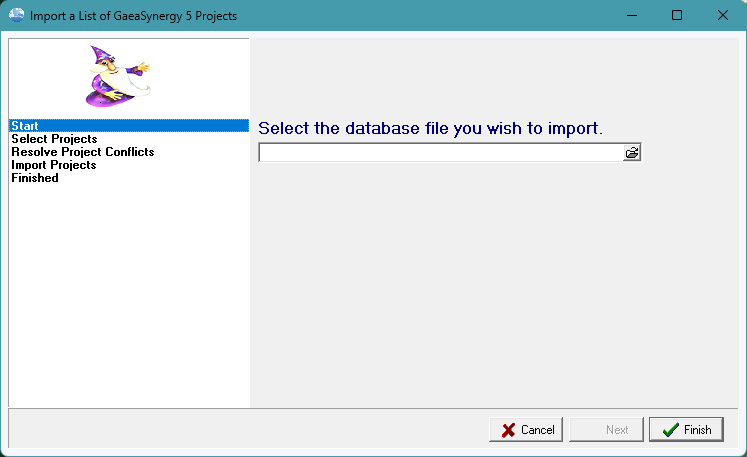Chapter 4 Projects > Importing Data > Importing Projects from ...