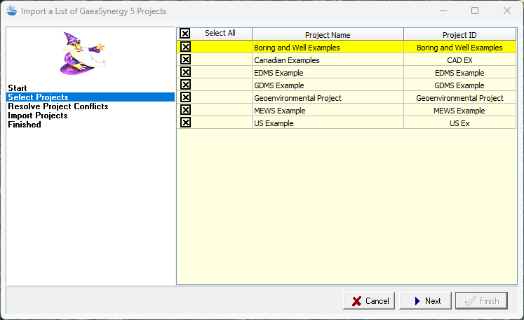 Chapter 4 Projects > Importing Data > Importing Projects from ...