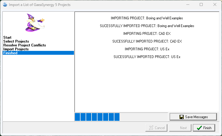 Chapter 4 Projects > Importing Data > Importing Projects from ...