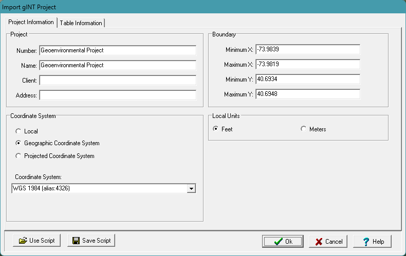 Chapter 4 Projects > Importing Data > Importing a gINT Project